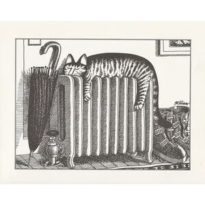 Black & White Cat Radiator Art Print - Pets Cat Wall Decor
